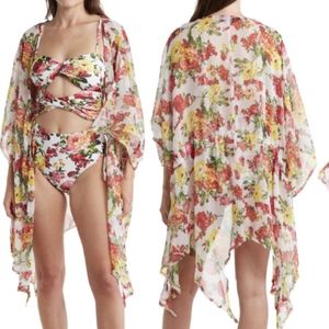Rachel Roy Blossom Print Cover-up Poncho